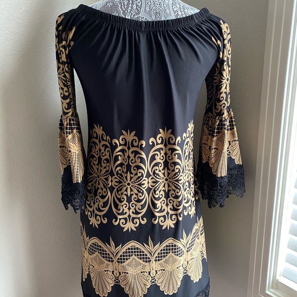 Black Print Dress Size Small NWOT - Picture 2 of 5